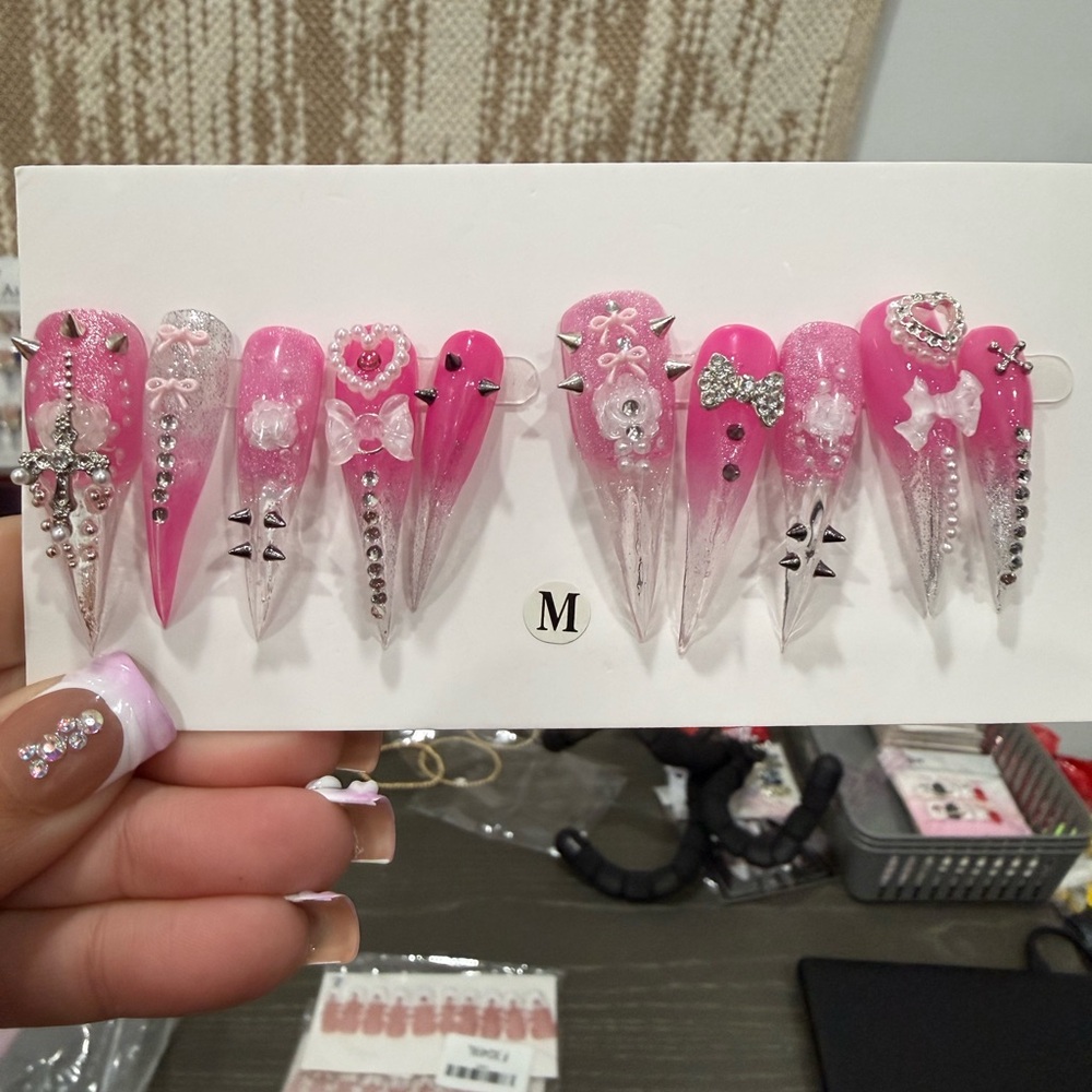 Pink Dragon Claws Press On Nails